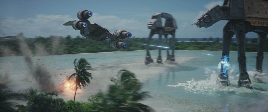 Rogue One: A Star Wars Story..U-Wing fires on AT-ACT..Photo credit: Lucasfilm/ILM..©2016 Lucasfilm Ltd. All Rights Reserved.